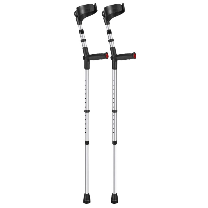 Ossenberg Closed-Cuff Soft-Grip Double-Adjustable Silver Crutches (Pair)