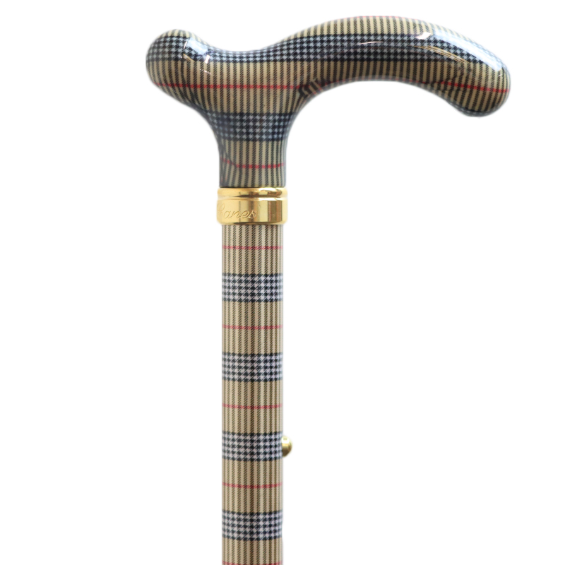 Petite Adjustable Folding Fashion Derby Handle Checkered Walking Cane