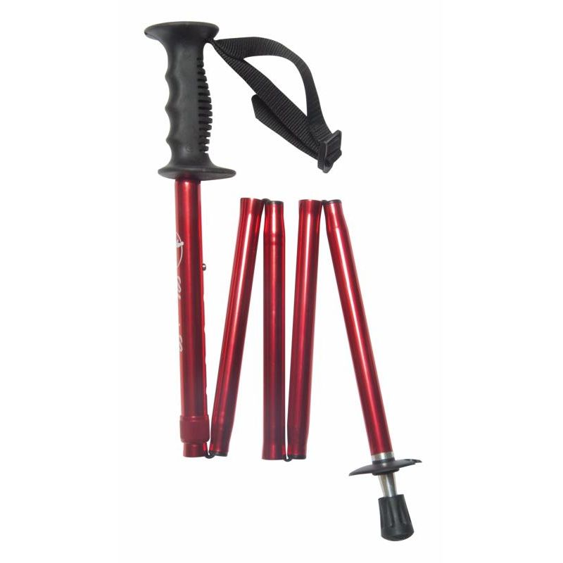 Aluminium Red Adjustable and Foldable Hiking and Trekking Pole