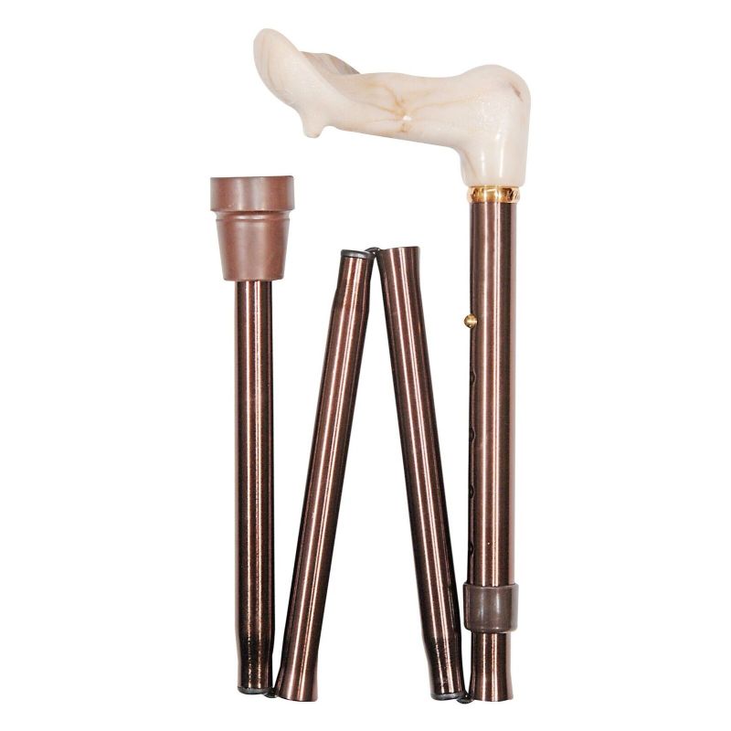 Right-Handed Adjustable Folding Coffee Brown Orthopaedic Walking Cane