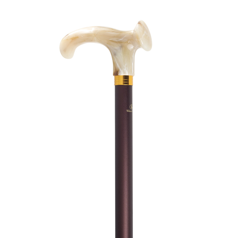 Right-Handed Adjustable Relax-Grip Marbled Cream Orthopaedic Walking Cane