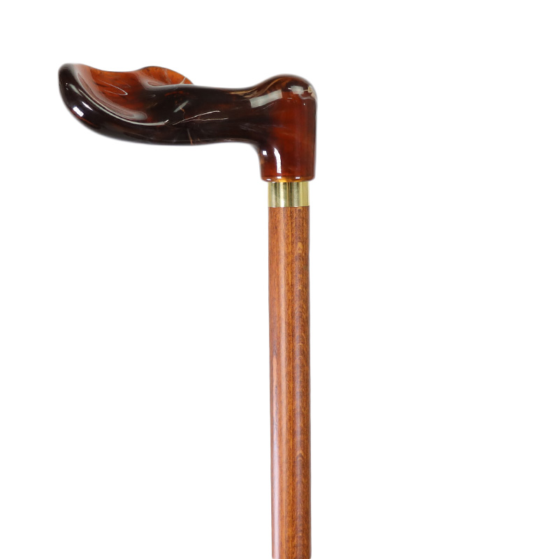 Right-Handed Dark Hardwood Orthopaedic Amber Fischer Walking Stick