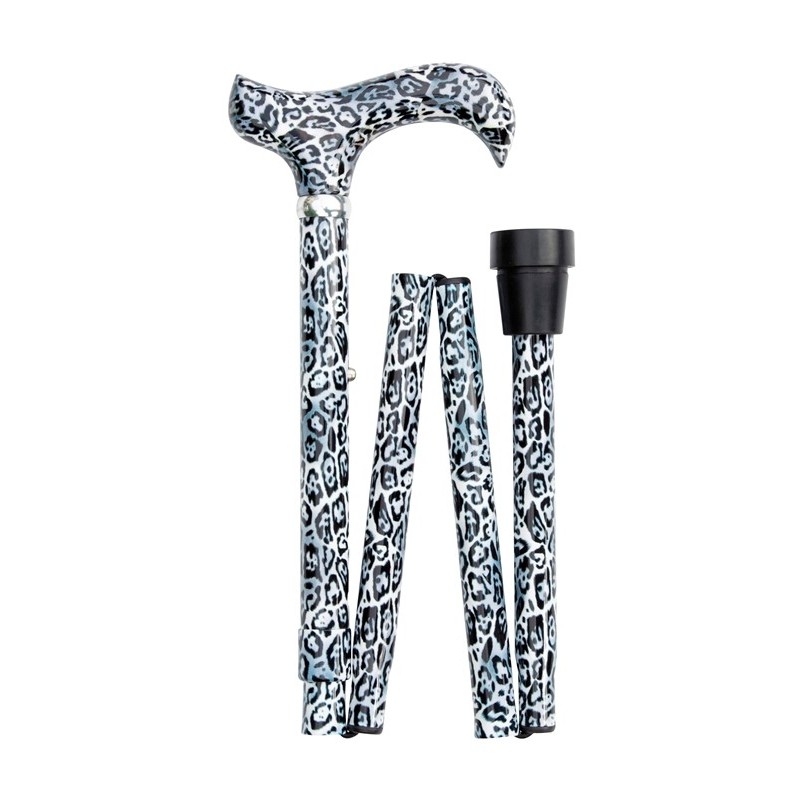 Snow Leopard Print Folding Walking Stick