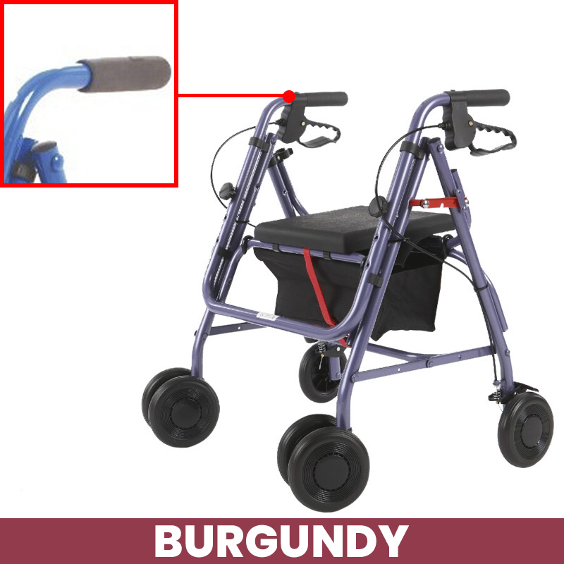 Uniscan Freeway 4-Wheel Walker with Pressure Brake (Burgundy)