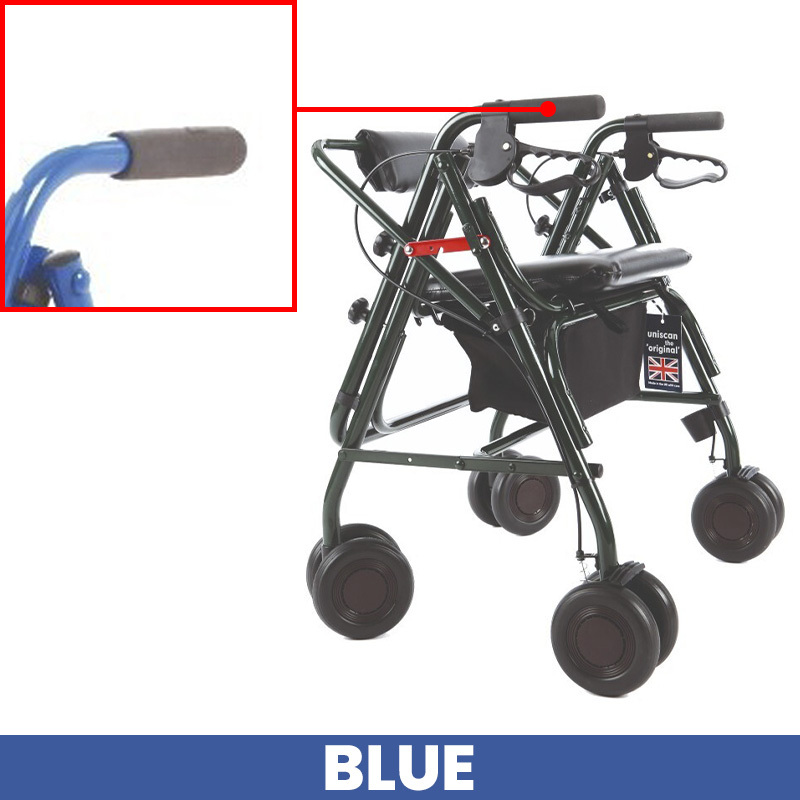 Uniscan Grand Glider Plus Wide Frame 4-Wheel Walker with Pressure Brake (Blue)