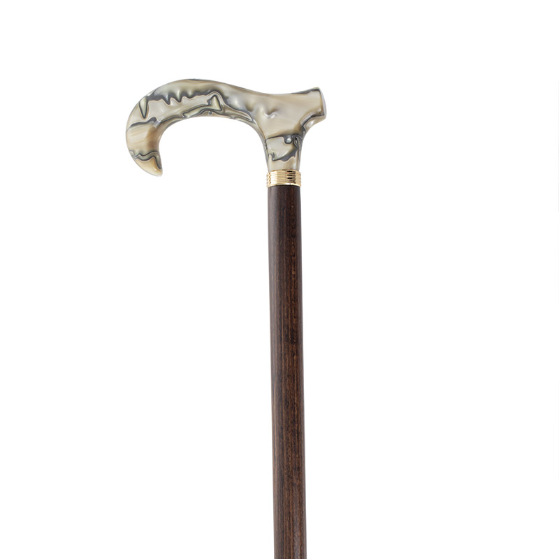 Marbled Golden Beige Derby Moderne Handle Walking Cane