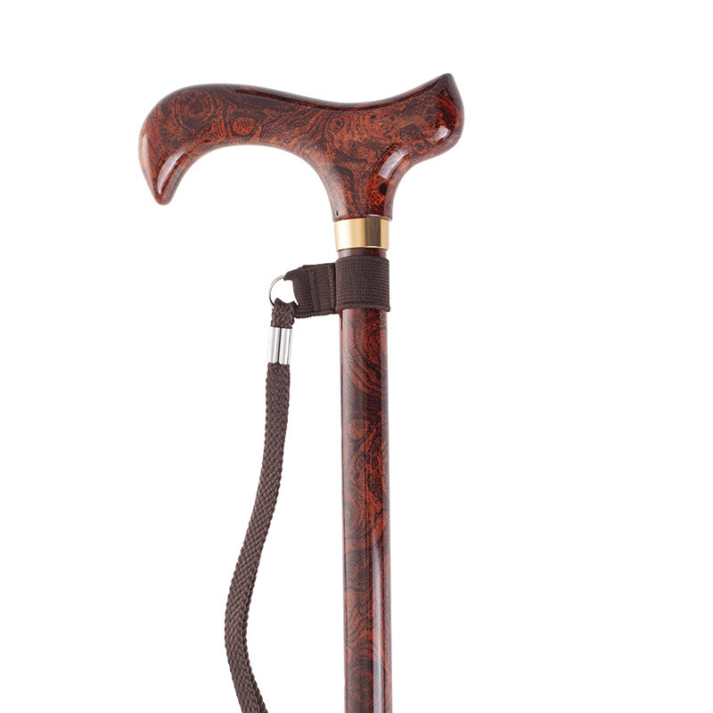 Adjustable Birlwood Patterned Derby Handle Walking Stick