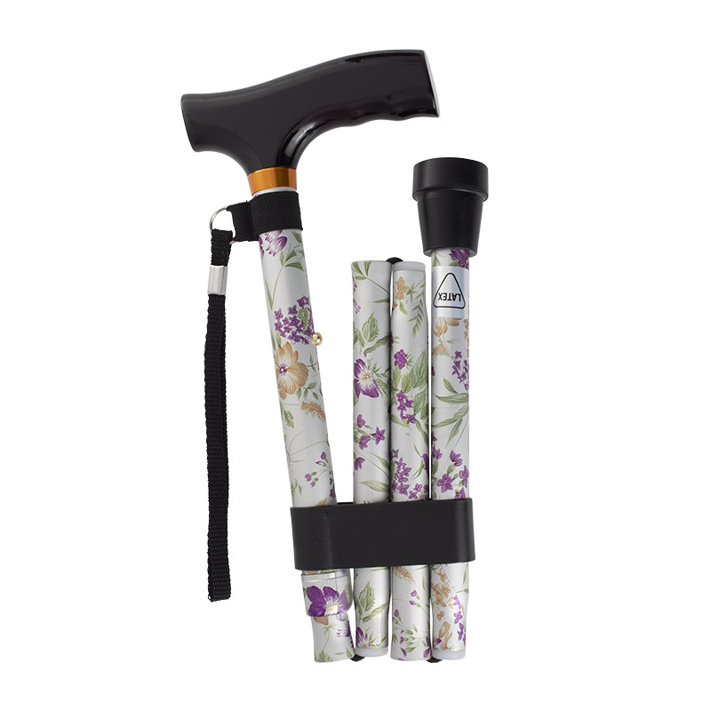 Woodland Flowers Height Adjustable Folding Cane with Crutch Handle