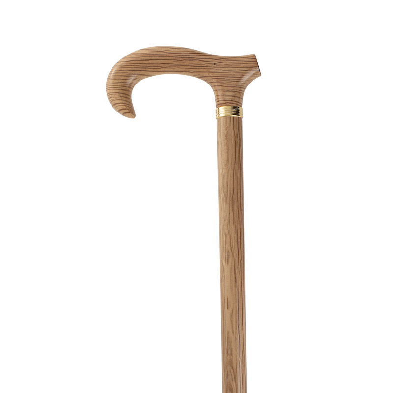 Holm Oak Wood Derby Walking Cane with Brass Collar