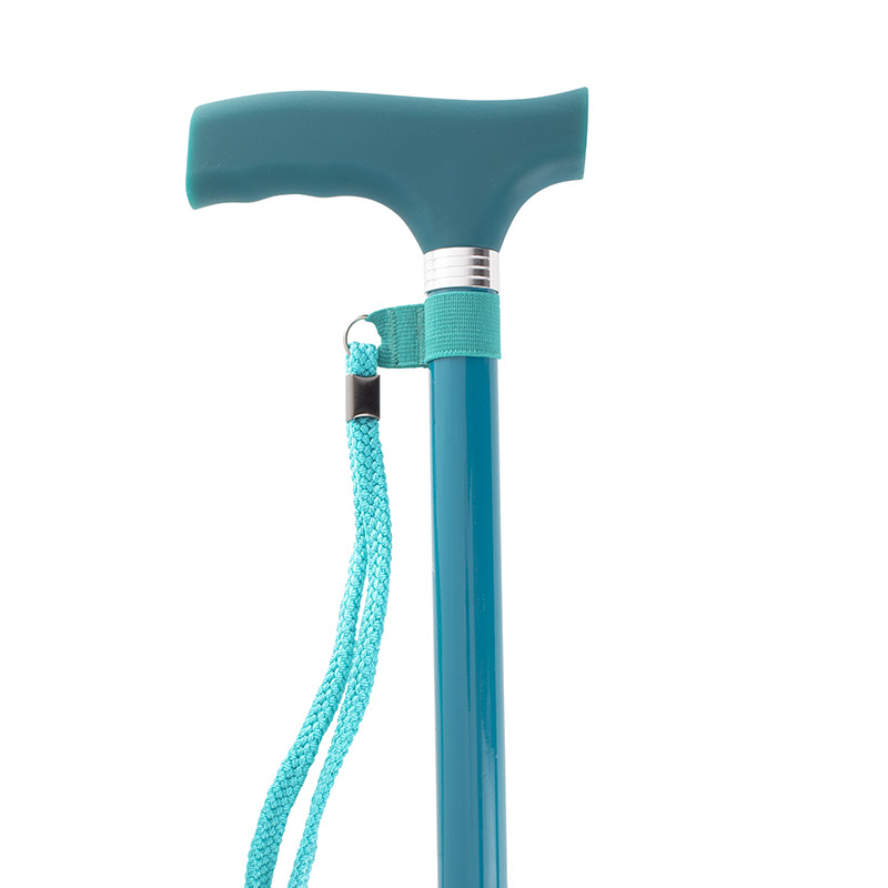 Height-Adjustable Teal Blue-Green Silicone Crutch Handle Walking Stick