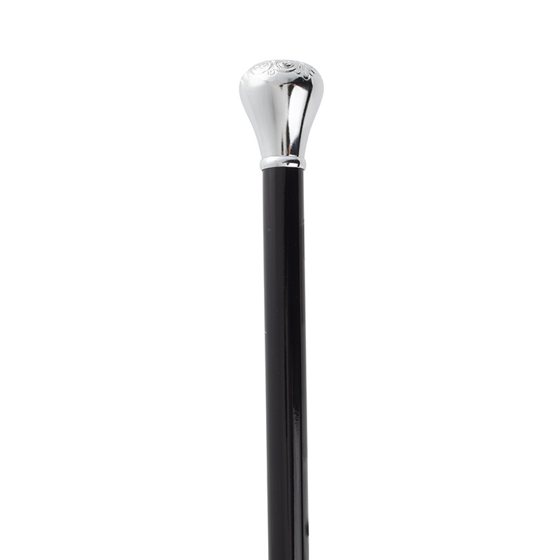 Decorative Chrome Knob Handle Black Beech Walking Stick