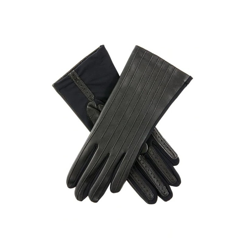 Dents Olivia Women's Leather & Elastane Driving Gloves PARCHMENT
