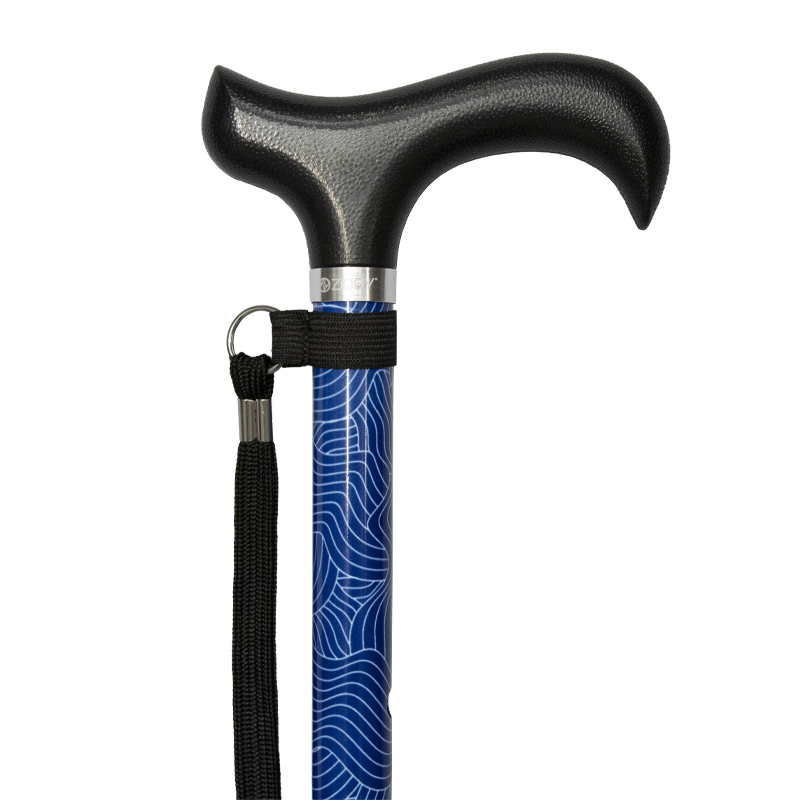 Ziggy Blue Waves Height-Adjustable Walking Stick with Derby Handle