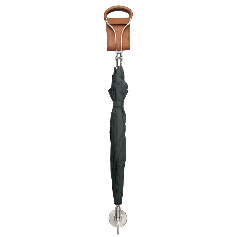 Green Walking Stick Umbrella with Leather Seat Handle