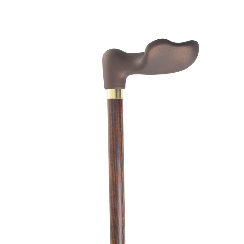 Left-Handed Soft-Touch Fischer Handle Dark Hardwood Orthopaedic Walking Cane