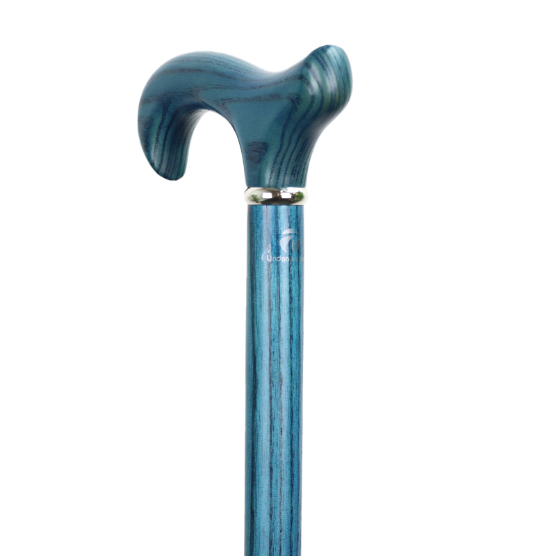 Luxury Teal Blue Derby Walking Cane with Silver Collar