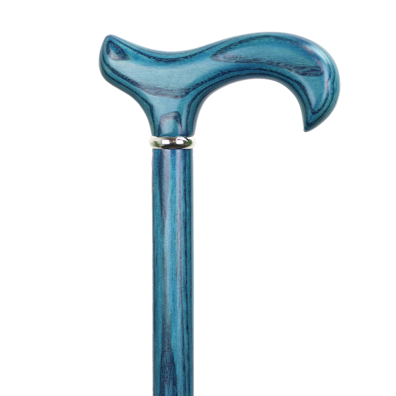 Luxury Teal Blue Derby Walking Cane with Silver Collar