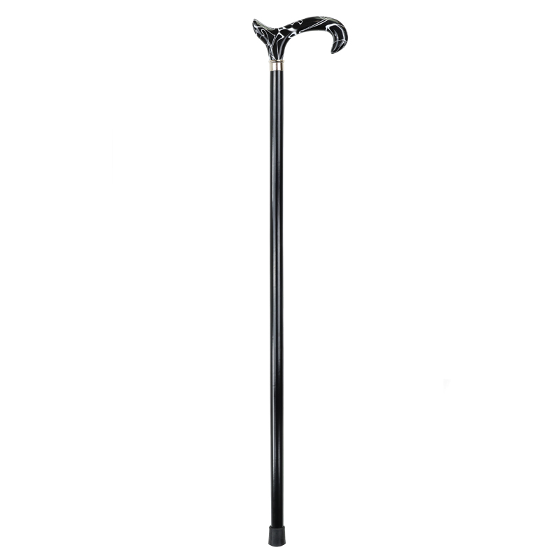 Marbled Black and White Derby Handle Moderne Walking Cane