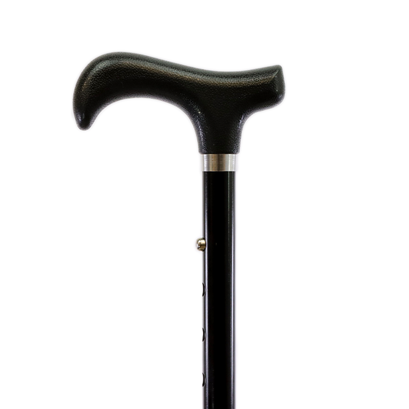 Height-Adjustable Mini Folding Black Derby Handle Walking Stick