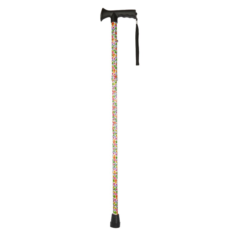 Ziggy Multifloral Height-Adjustable Walking Stick with Gel Crutch Handle