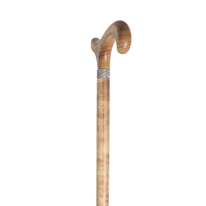 Natural Beech Derby Handle Dress Walking Stick with Celtic Collar