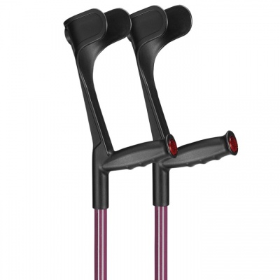 Ossenberg Open-Cuff Soft-Grip Adjustable Aubergine Crutches (Pair)