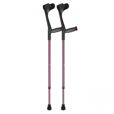 Ossenberg Open-Cuff Soft-Grip Adjustable Aubergine Crutches (Pair)