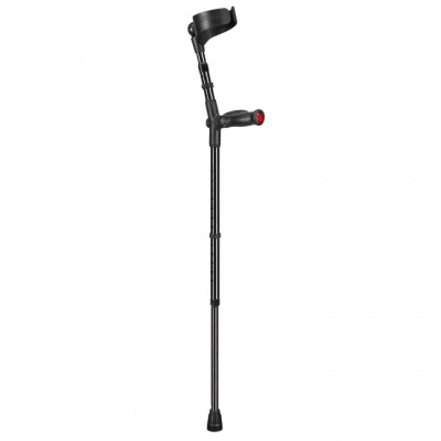 Ossenberg Closed-Cuff Comfort-Grip Double-Adjustable Black Crutch (Left Hand)