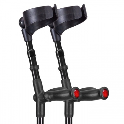 Ossenberg Closed-Cuff Comfort-Grip Double-Adjustable Black Crutches (Pair)