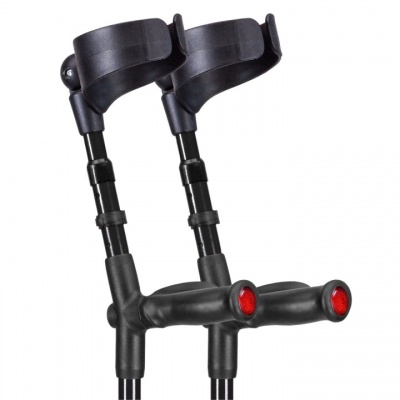 Ossenberg Closed-Cuff Comfort-Grip Double-Adjustable Black Crutches (Pair)