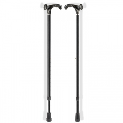 Ossenberg Crutch Handle Adjustable Black Aluminium Walking Sticks (Pair)