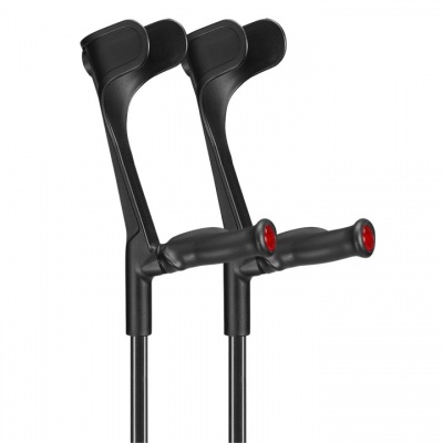 Ossenberg Open-Cuff Comfort-Grip Adjustable Black Crutches (Pair)
