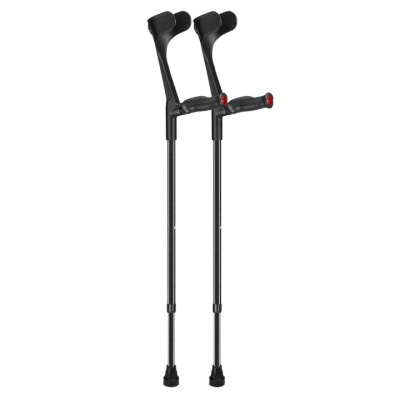 Ossenberg Open-Cuff Comfort-Grip Adjustable Black Crutches (Pair)
