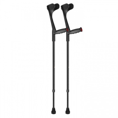 Ossenberg Open-Cuff Soft-Grip Adjustable Black Crutches (Pair)
