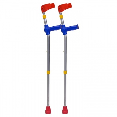 Ossenberg Open-Cuff  Soft-Grip Double-Adjustable Blue Children's Crutches (Pair)