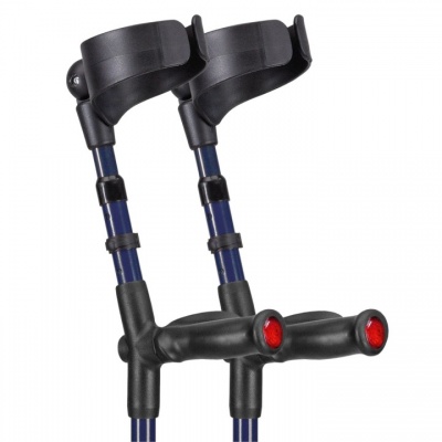 Ossenberg Closed-Cuff Comfort-Grip Double-Adjustable Blue Crutches (Pair)
