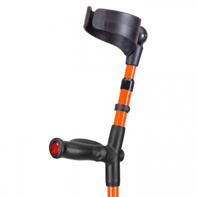 Ossenberg Closed-Cuff Comfort-Grip Double-Adjustable Orange Crutch (Left Hand)