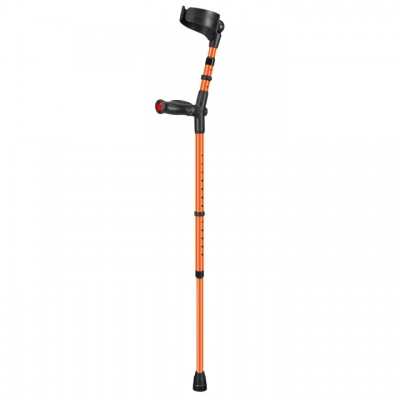 Ossenberg Closed-Cuff Comfort-Grip Double-Adjustable Orange Crutch (Left Hand)