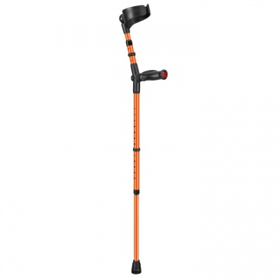 Ossenberg Closed-Cuff Comfort-Grip Double-Adjustable Orange Crutch (Right Hand)