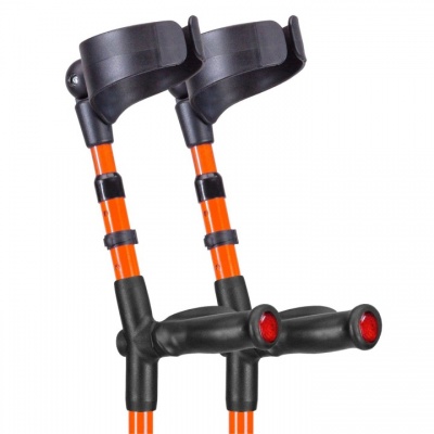 Ossenberg Closed-Cuff Comfort-Grip Double-Adjustable Orange Crutches (Pair)