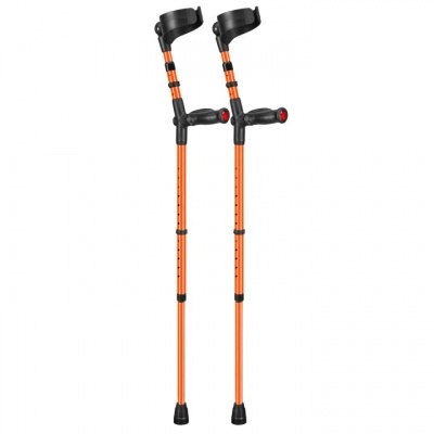 Ossenberg Closed-Cuff Comfort-Grip Double-Adjustable Orange Crutches (Pair)