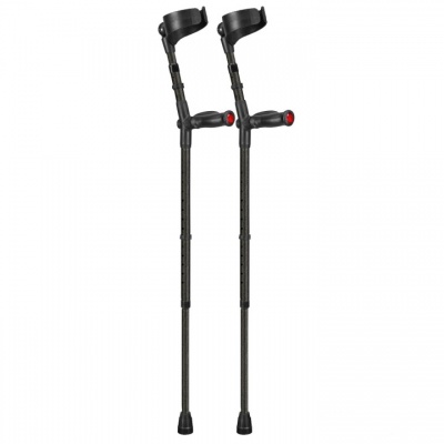 Ossenberg Closed Cuff Comfort Grip Double Adjustable Textured Black Crutches (Pair)