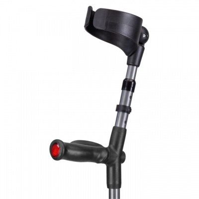 Ossenberg Closed-Cuff Comfort-Grip Double-Adjustable Metallic Grey Crutch (Left Hand)