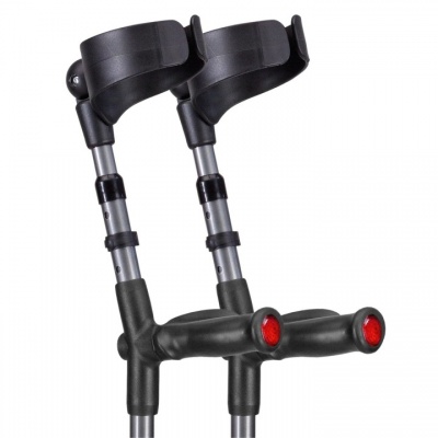 Ossenberg Closed-Cuff Comfort-Grip Double-Adjustable Metallic Grey Crutches (Pair)