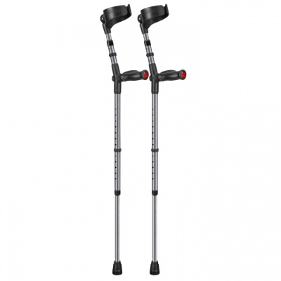 Ossenberg Closed-Cuff Comfort-Grip Double-Adjustable Metallic Grey Crutches (Pair)