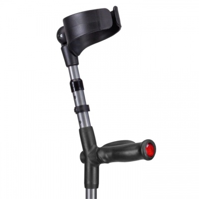 Ossenberg Closed-Cuff Comfort-Grip Double-Adjustable Metallic Grey Crutch (Right Hand)
