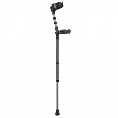 Ossenberg Closed-Cuff Comfort-Grip Double-Adjustable Metallic Grey Crutch (Right Hand)