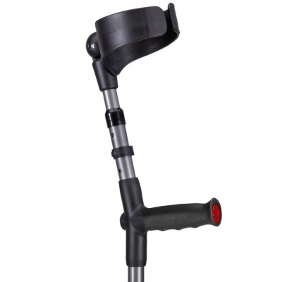 Ossenberg Closed-Cuff Soft-Grip Double-Adjustable Grey Crutch