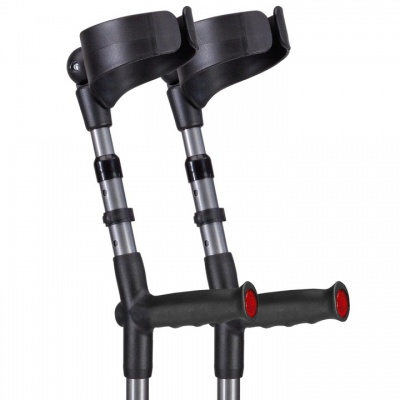 Ossenberg Closed-Cuff Soft-Grip Double-Adjustable Grey Crutches (Pair)