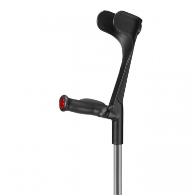 Ossenberg Open-Cuff Comfort-Grip Adjustable Grey Crutch (Left Hand)